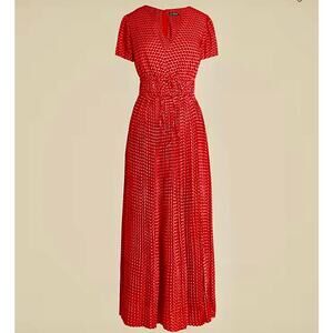 J.Crew Addison Pleated Tie-Waist Maxi Dress Size 6 Floral Luster Georgette NWT